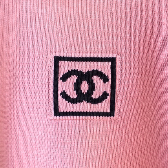 Chanel Identification Vintage 2003 Pink Black Knit Y2K CC Logo Top T-Shirt - Picture 6 of 15
